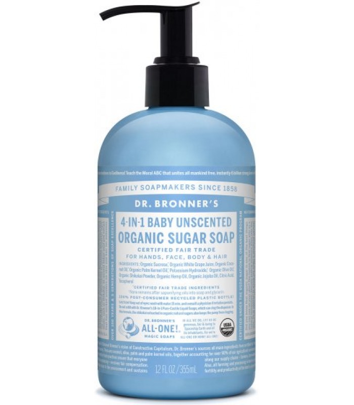 Dr Bronner's BABY UNSCENTED Organic Sugar Soap